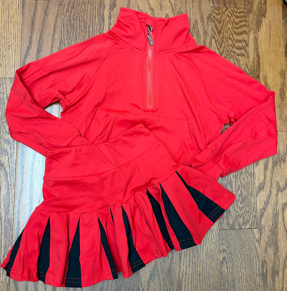 Red and black athletic skort set