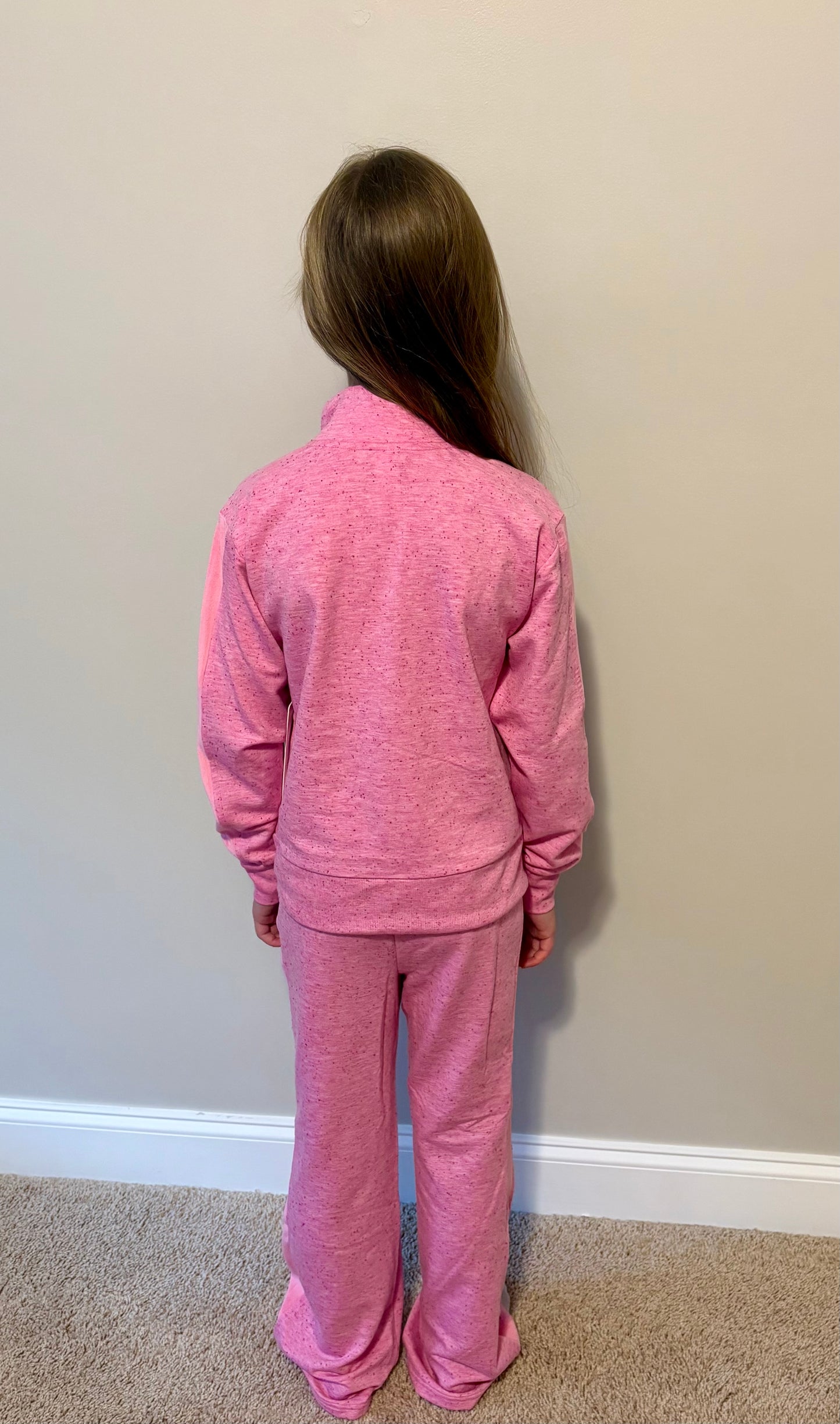 Girls Confetti Half Zip Pullover and Flare Set - Pink