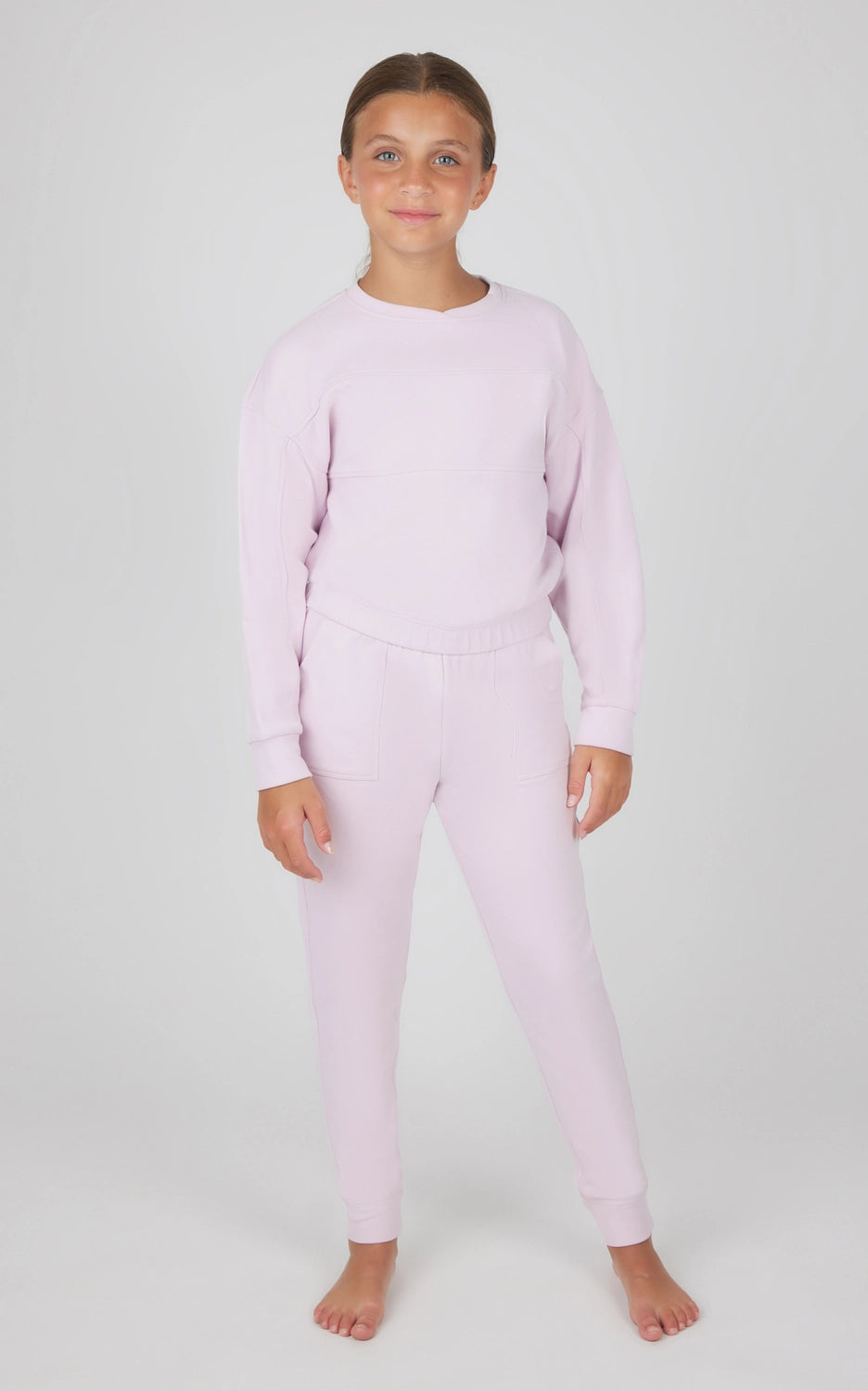 Tween Girls Melange Long Sleeve and Jogger Set- Fair Orchild