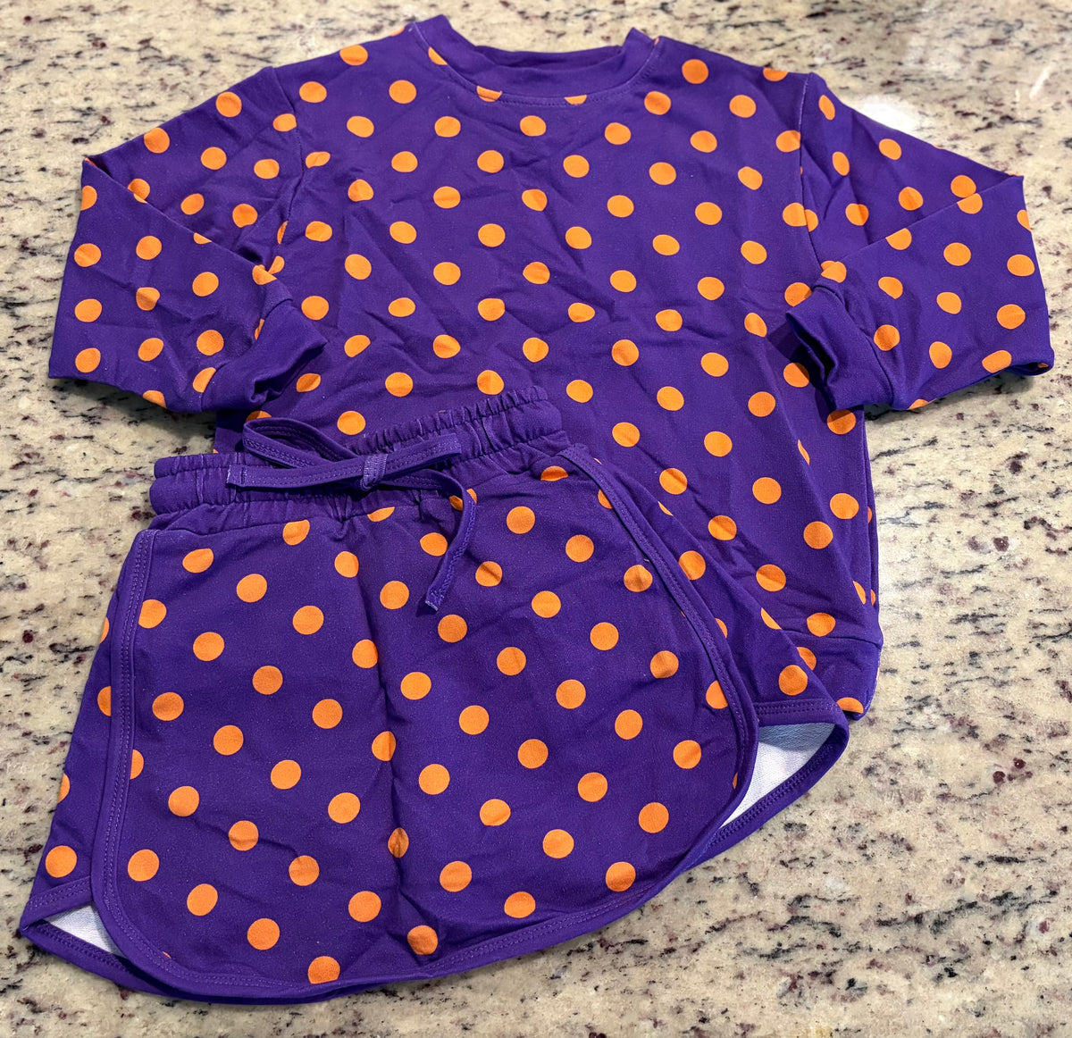 Polka Dot Purple and Orange Girl Skort Set