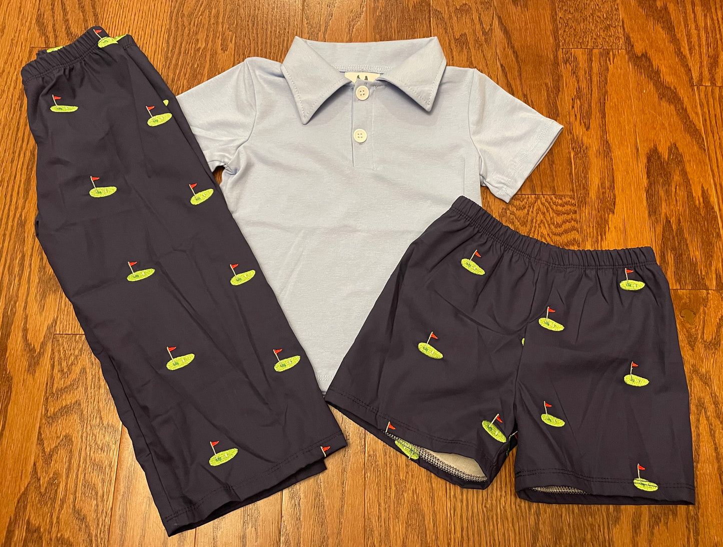 Golf embroidered boys three piece set