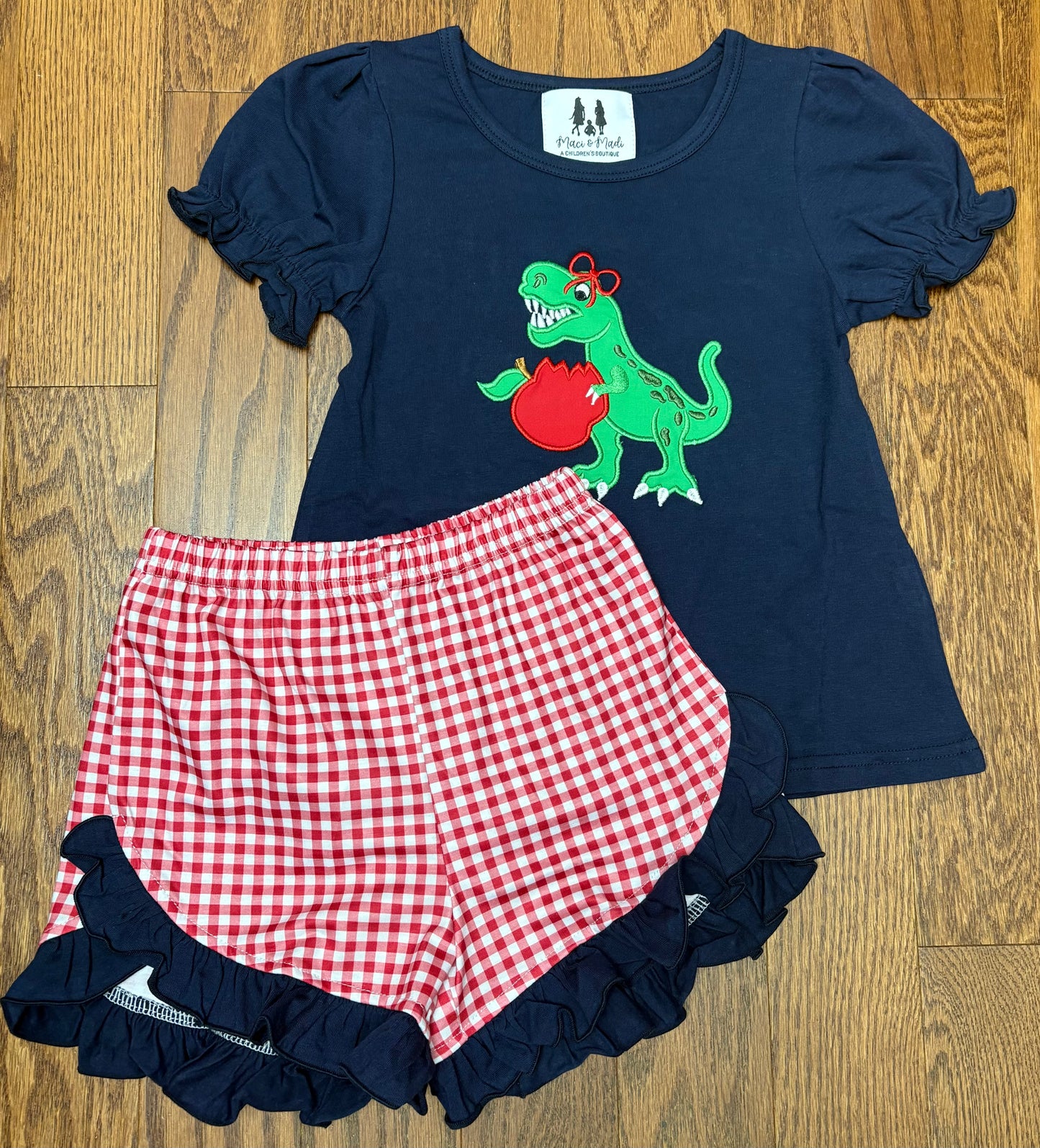 Back to school Dino girl short set