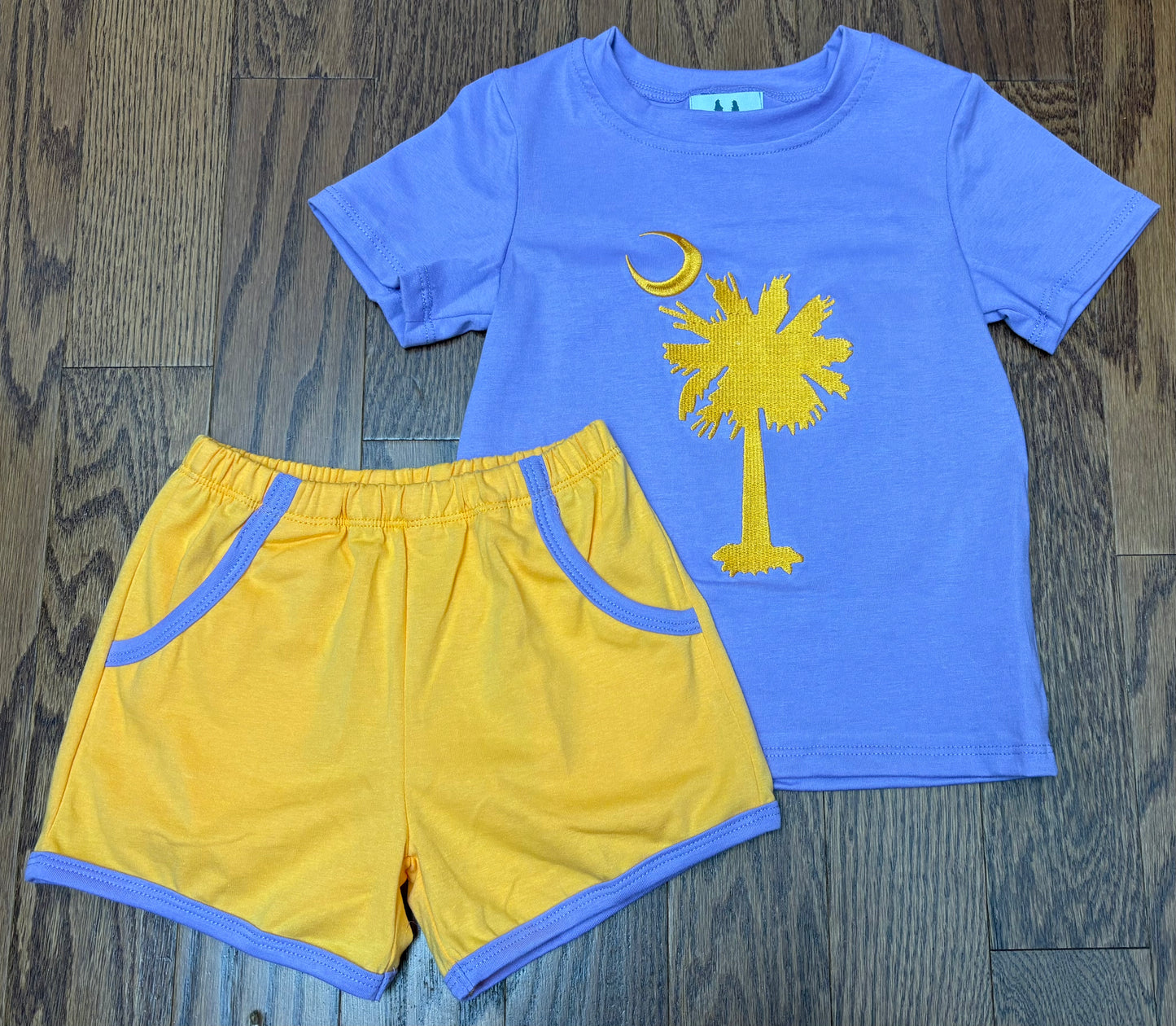 The Palmetto Tree Purple and Orange boys short set