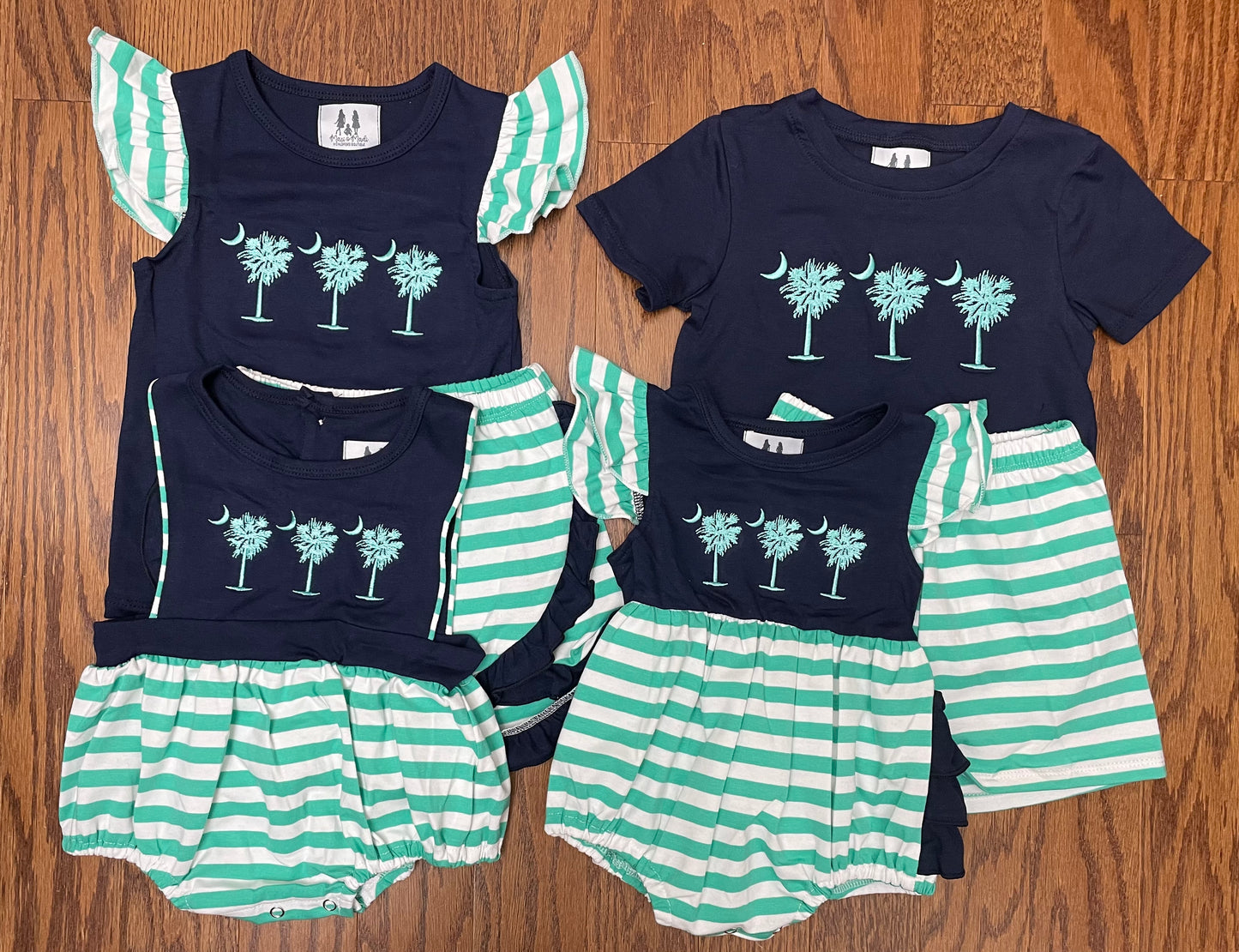 Mint Palmetto girls bubble