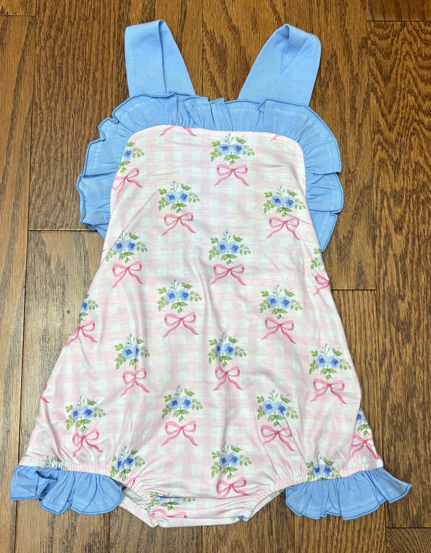 Floral ribbon girl sun suit