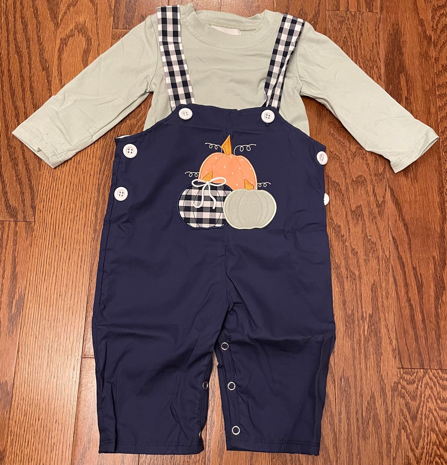 Pumpkin swirls boy two piece romper set