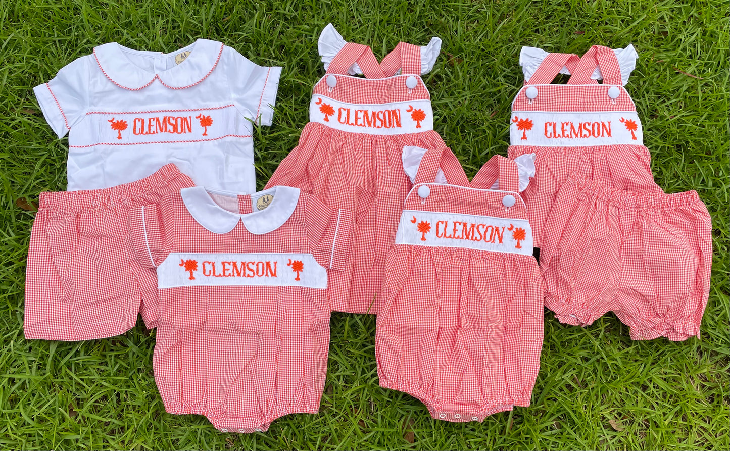 Smocked Clemson Boy Short Set