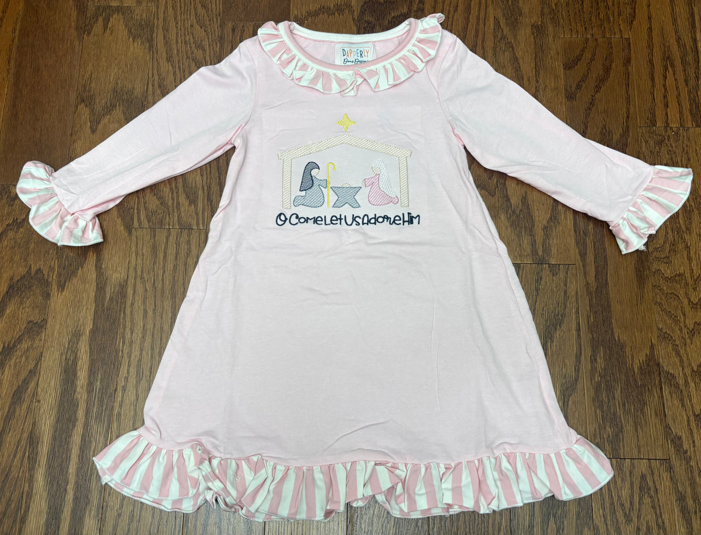 O come let us adore Him girls lounge gown