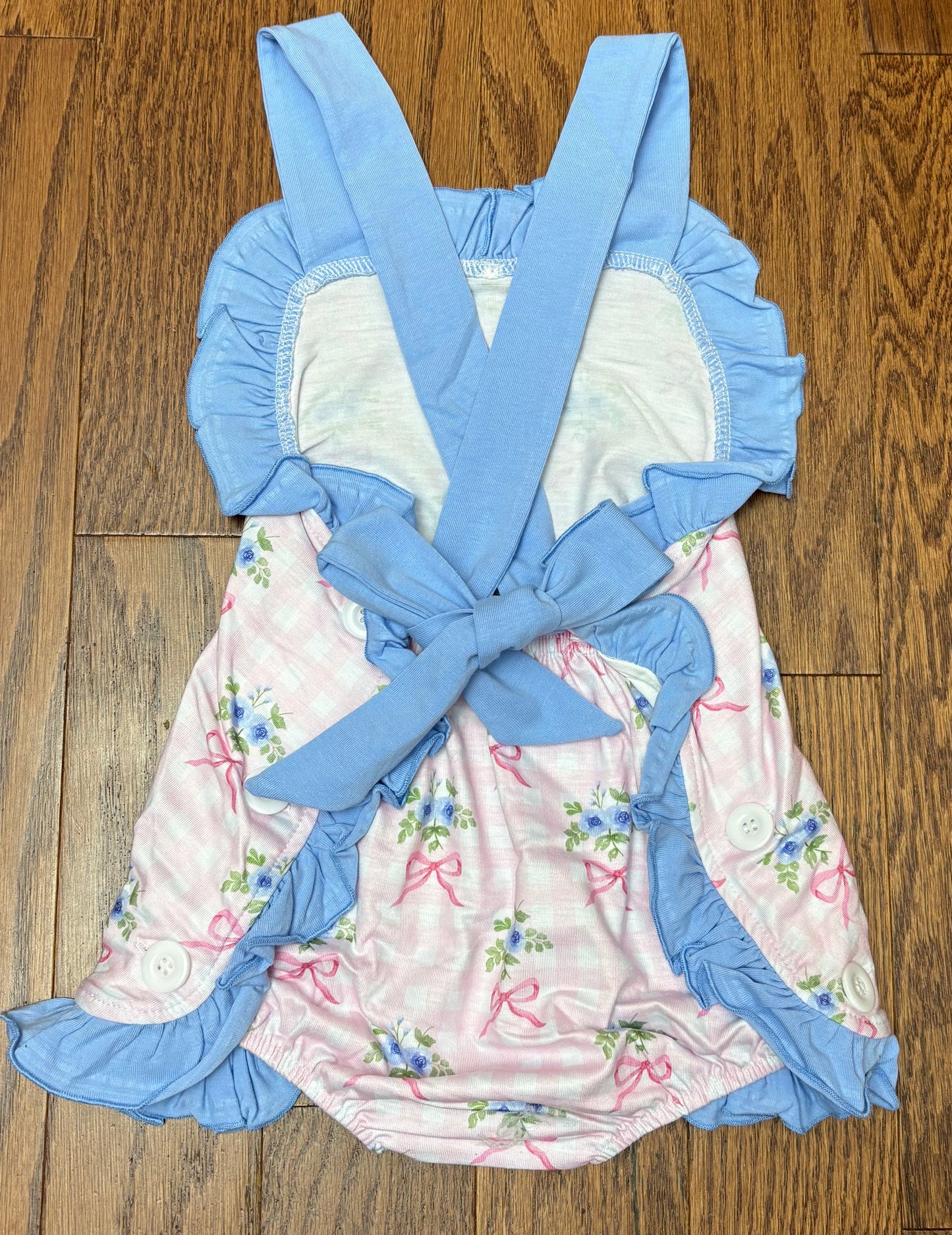 Floral ribbon girl sun suit