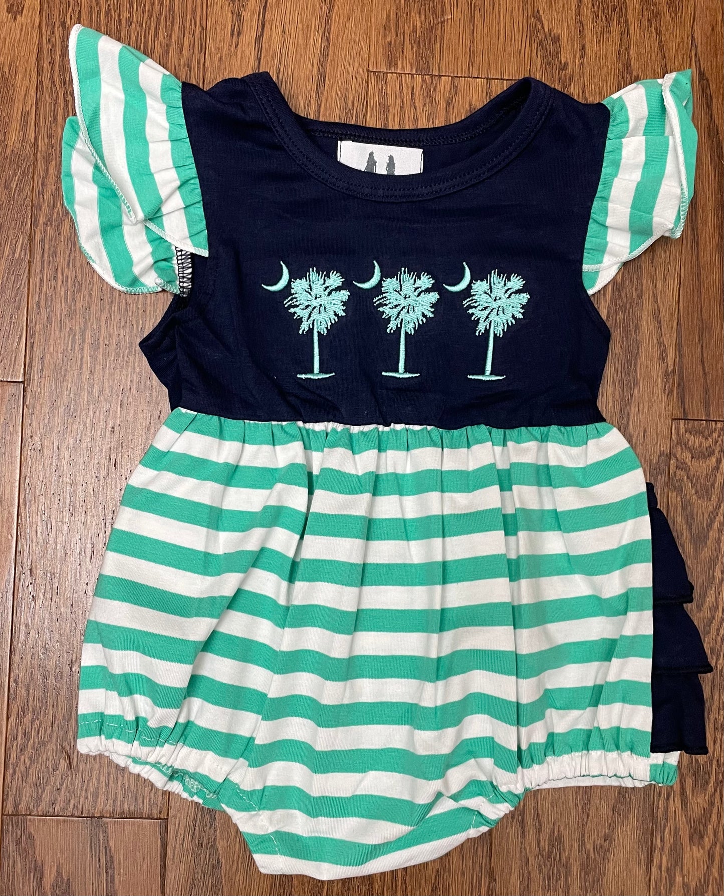 Mint Palmetto girls bubble