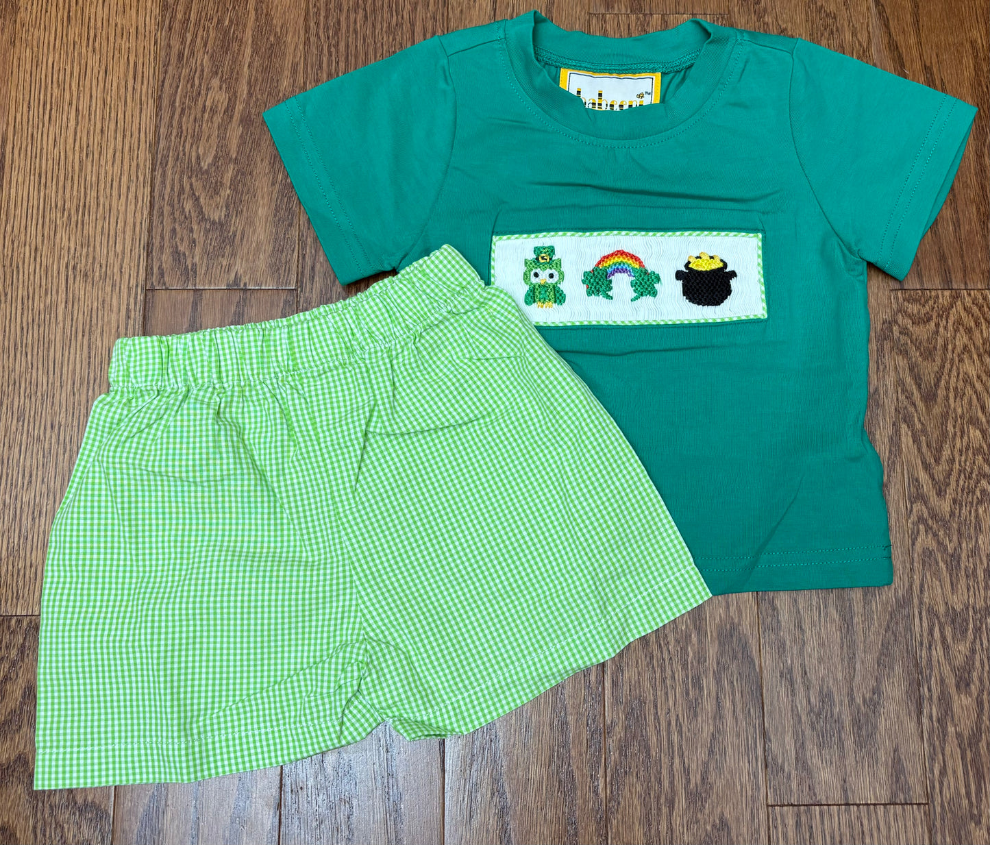 Smocked Clovers, St. Patrick’s Day Boy Short Set