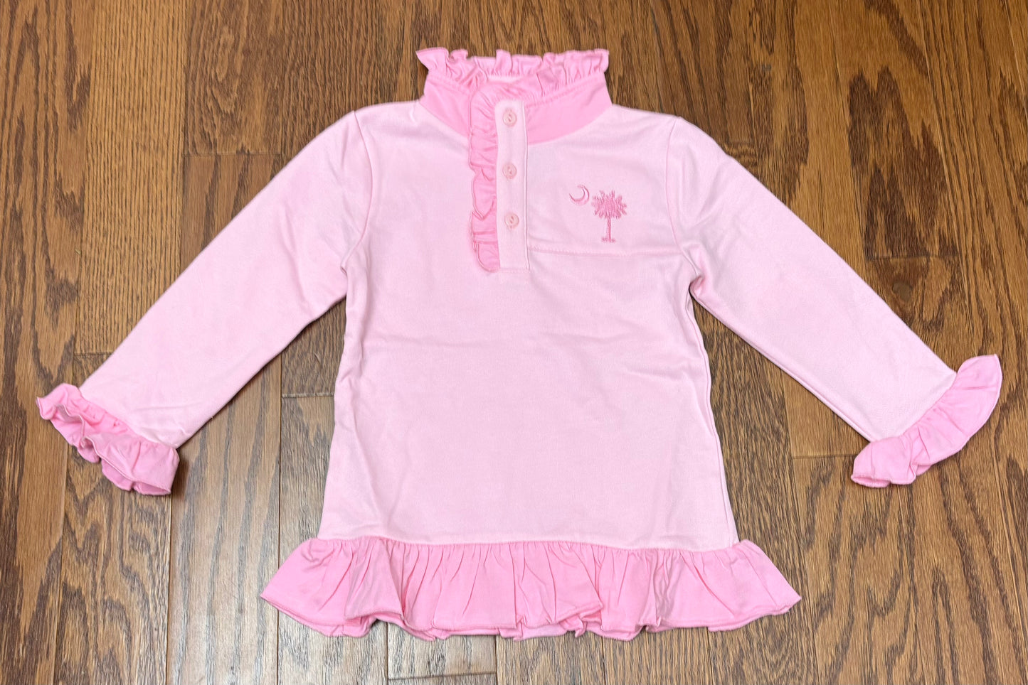 Palmetto Embroidered Girls Pink Pullover
