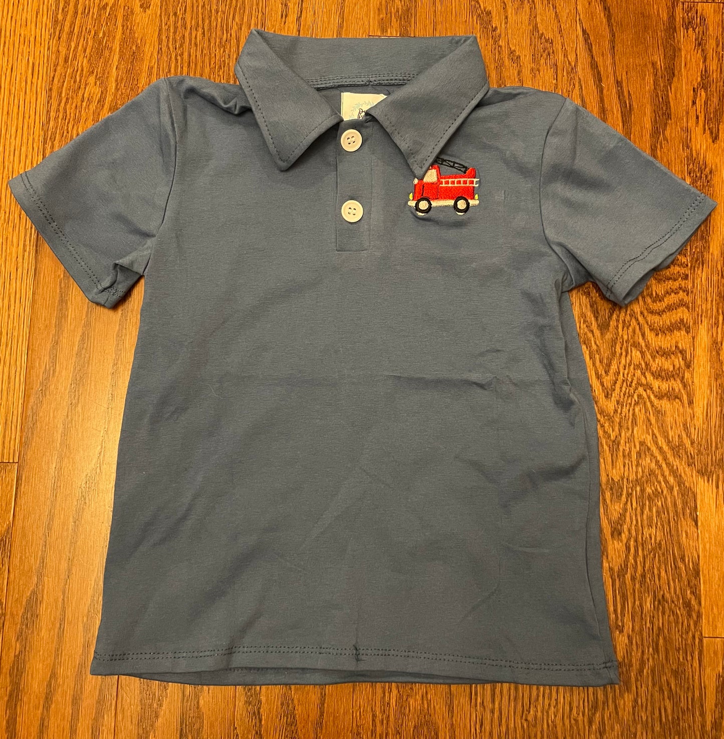 Embroidered Fire Truck boy short polo