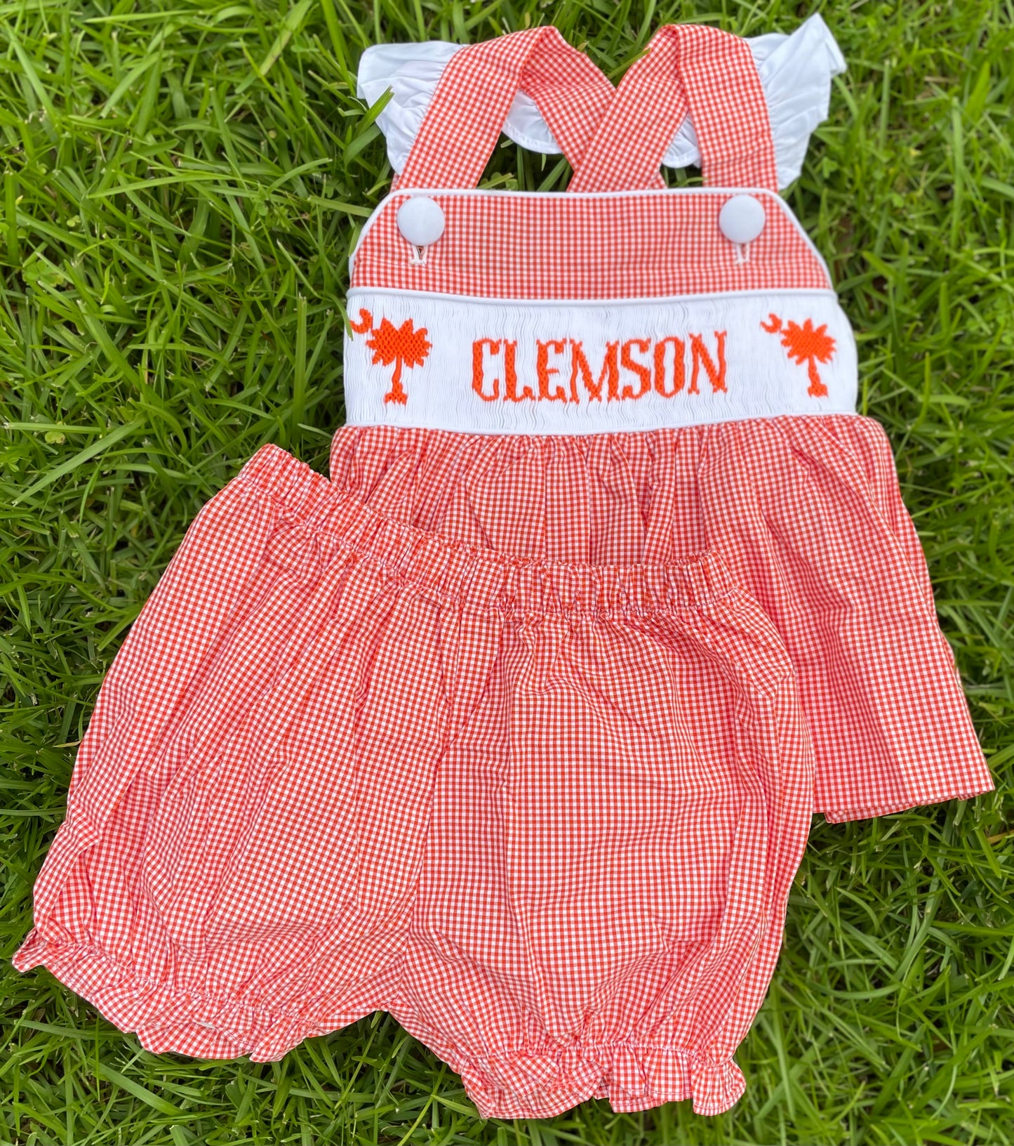 Smocked Clemson Girl Short set