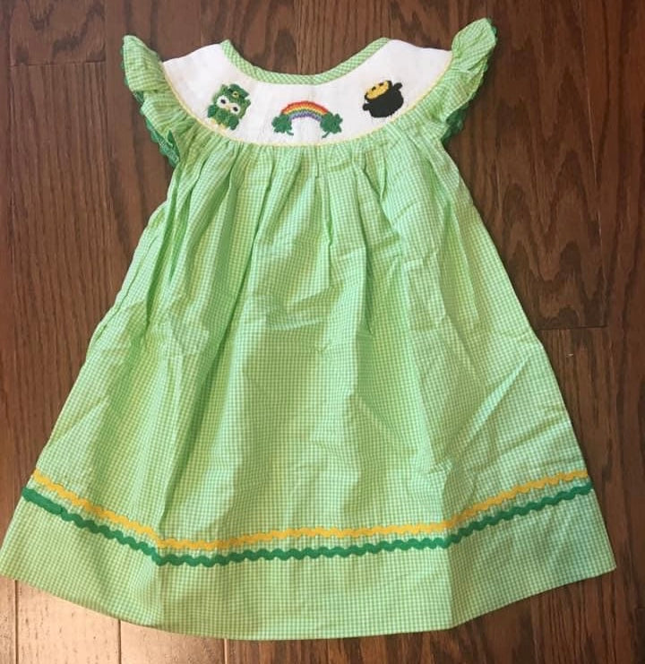 Smocked Clovers, St. Patrick’s Day Dress