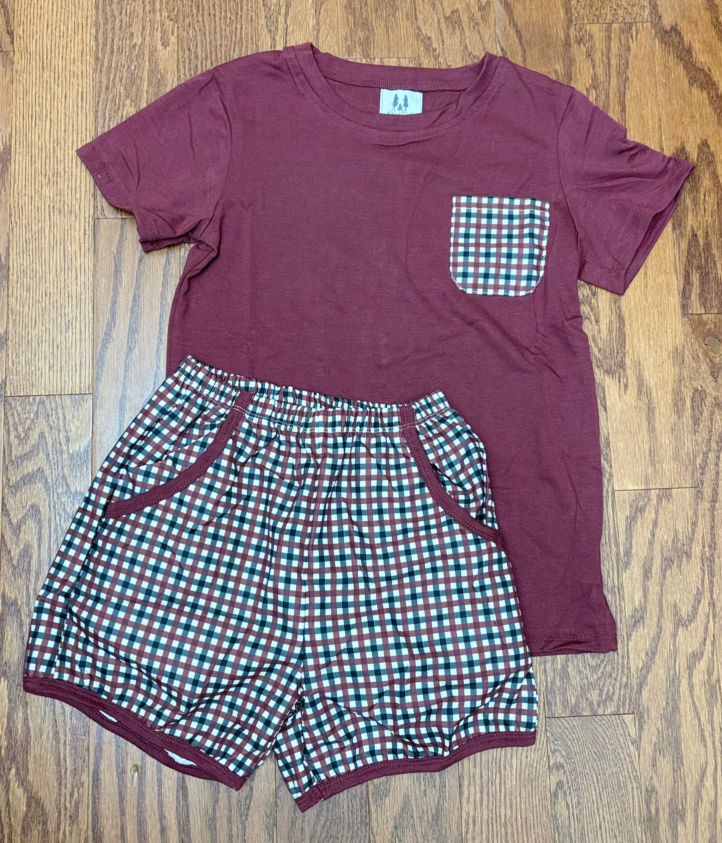 Garnet/Maroon and Black Pocket Boys Short Set
