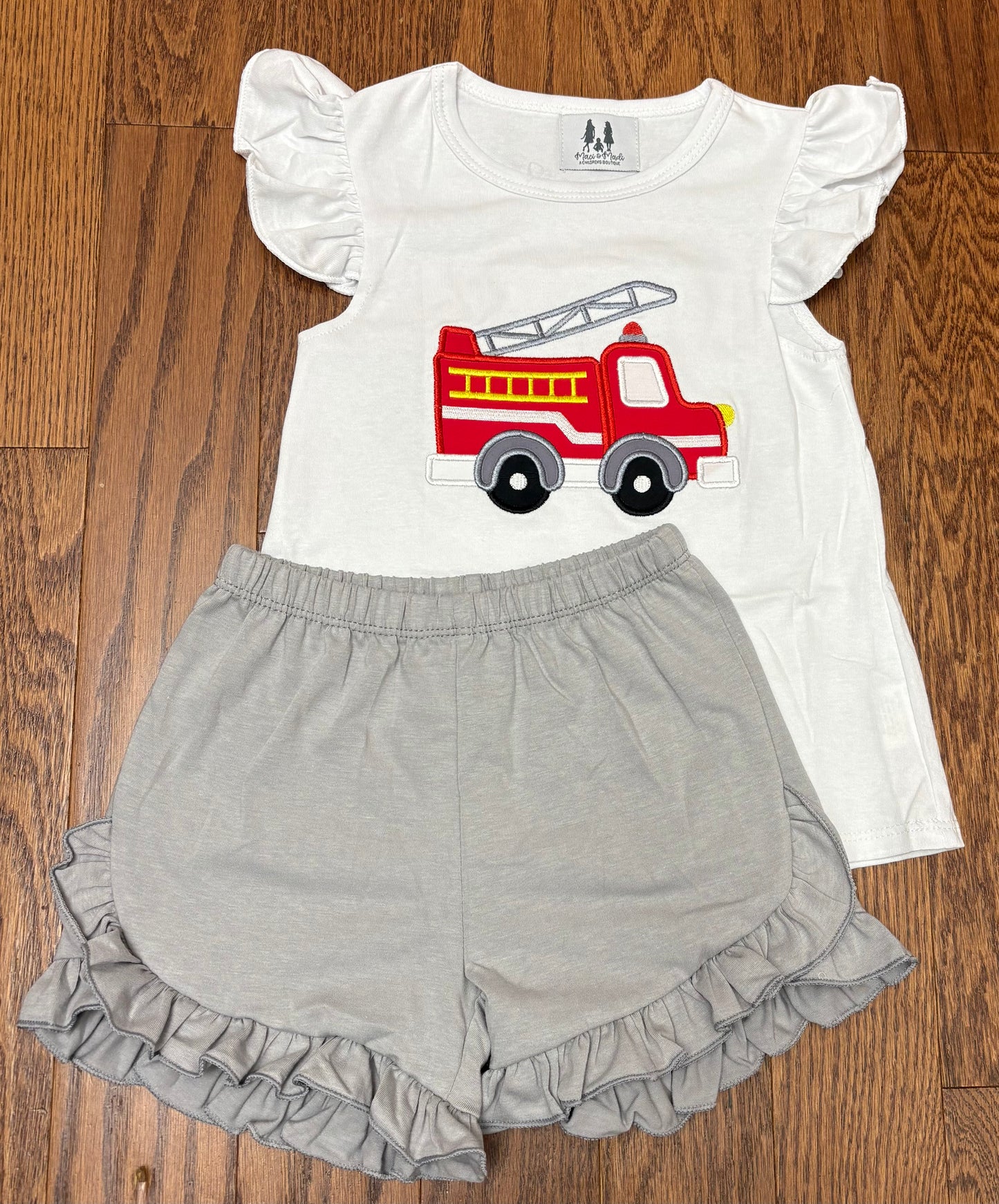 Fire Truck Girl Short Set