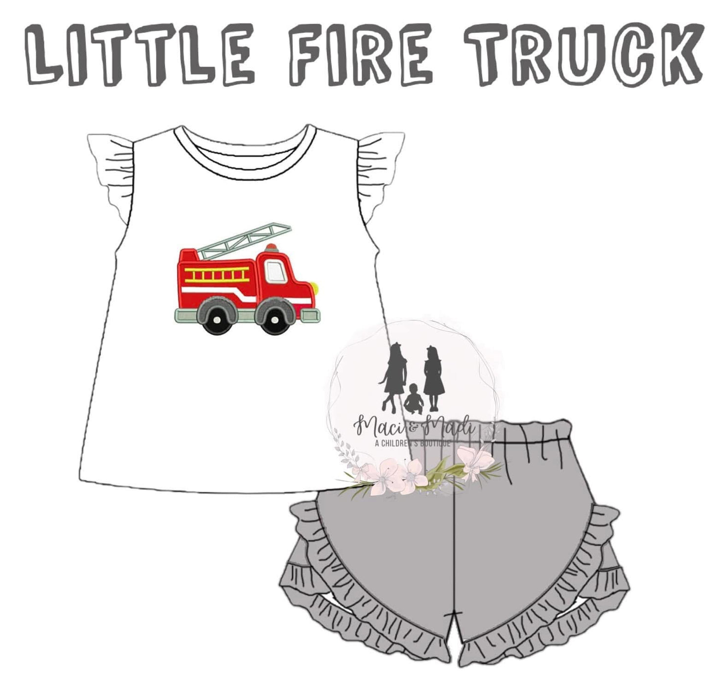 Fire Truck Girl Short Set