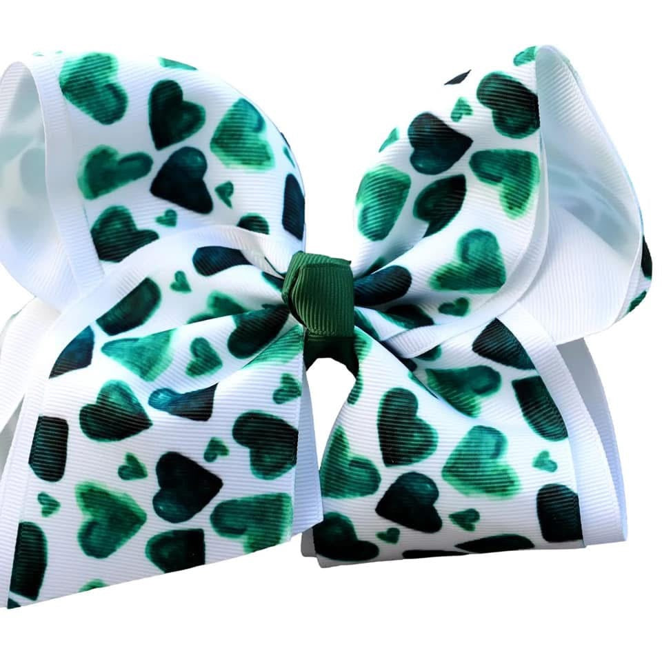Lucky hearts layered hair bow