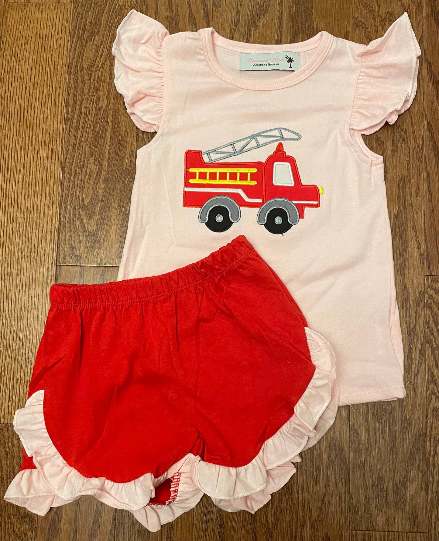 Fire truck girls short set