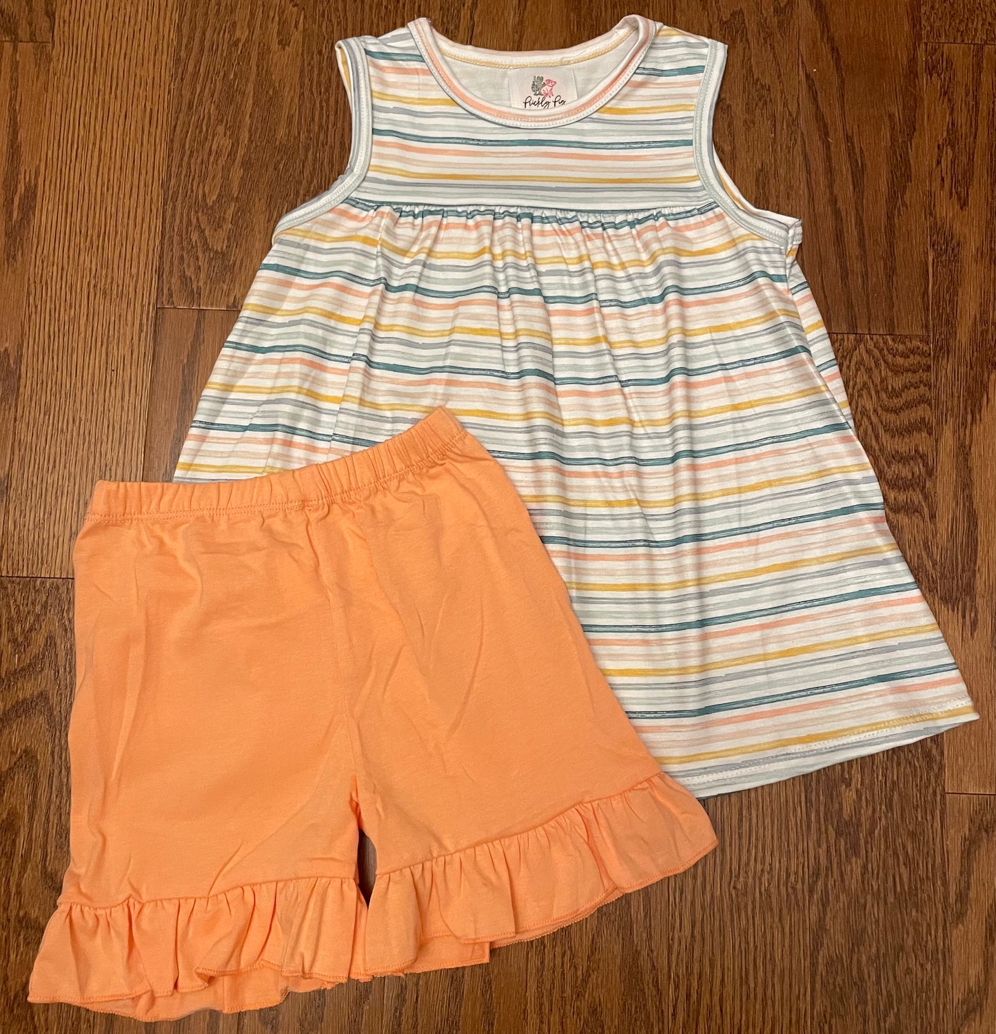 Orange and stripes girl short set