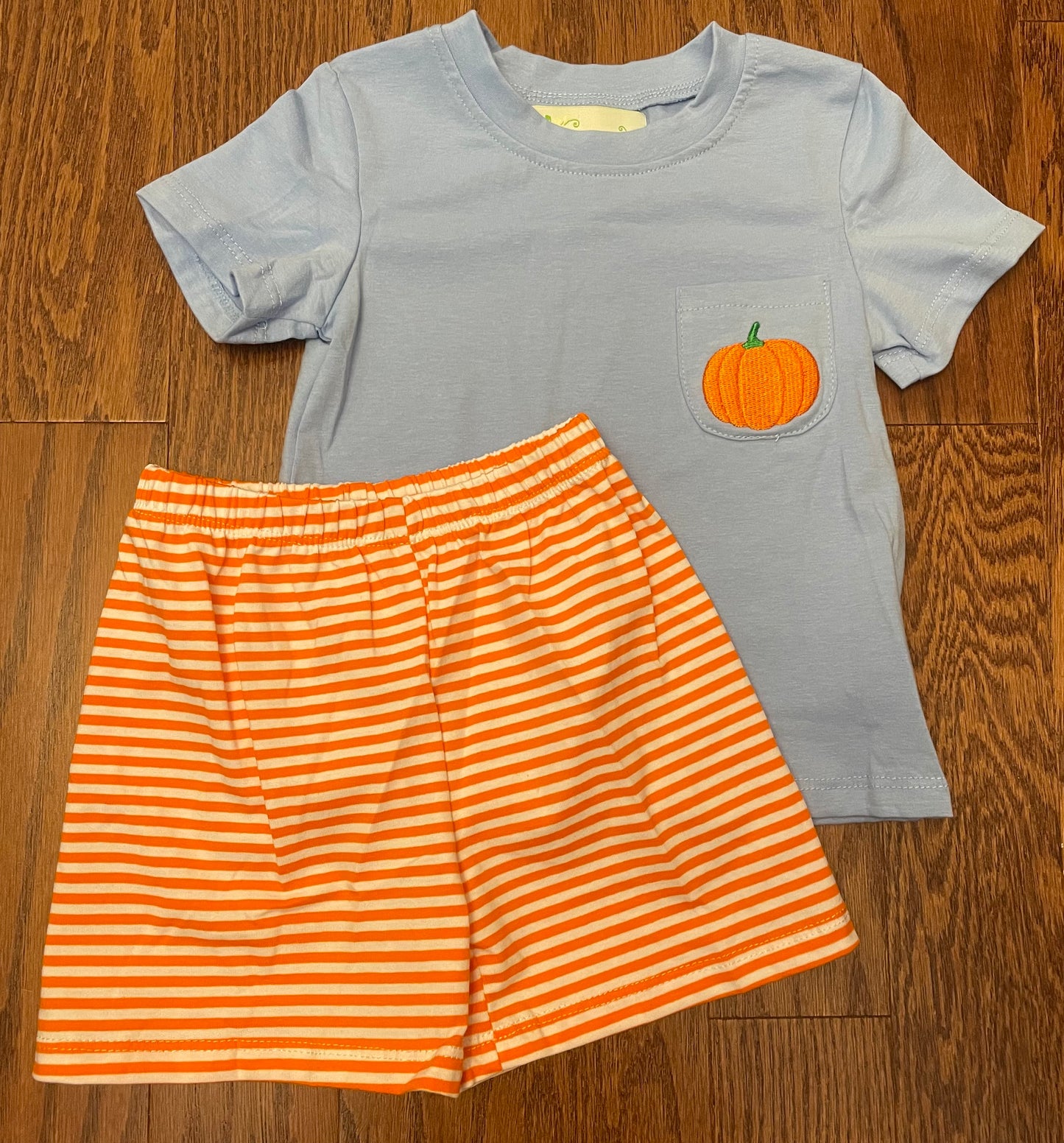 Blue Florals and Pumpkins Boy Short set