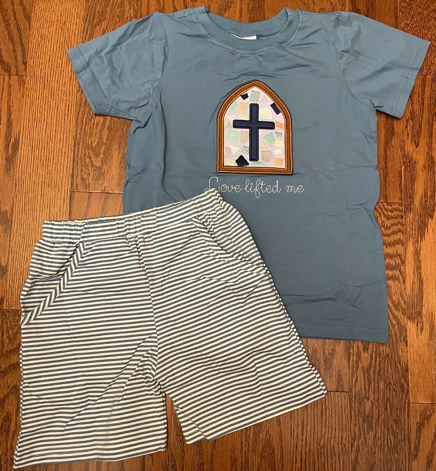 Love Lifted Me boys short set