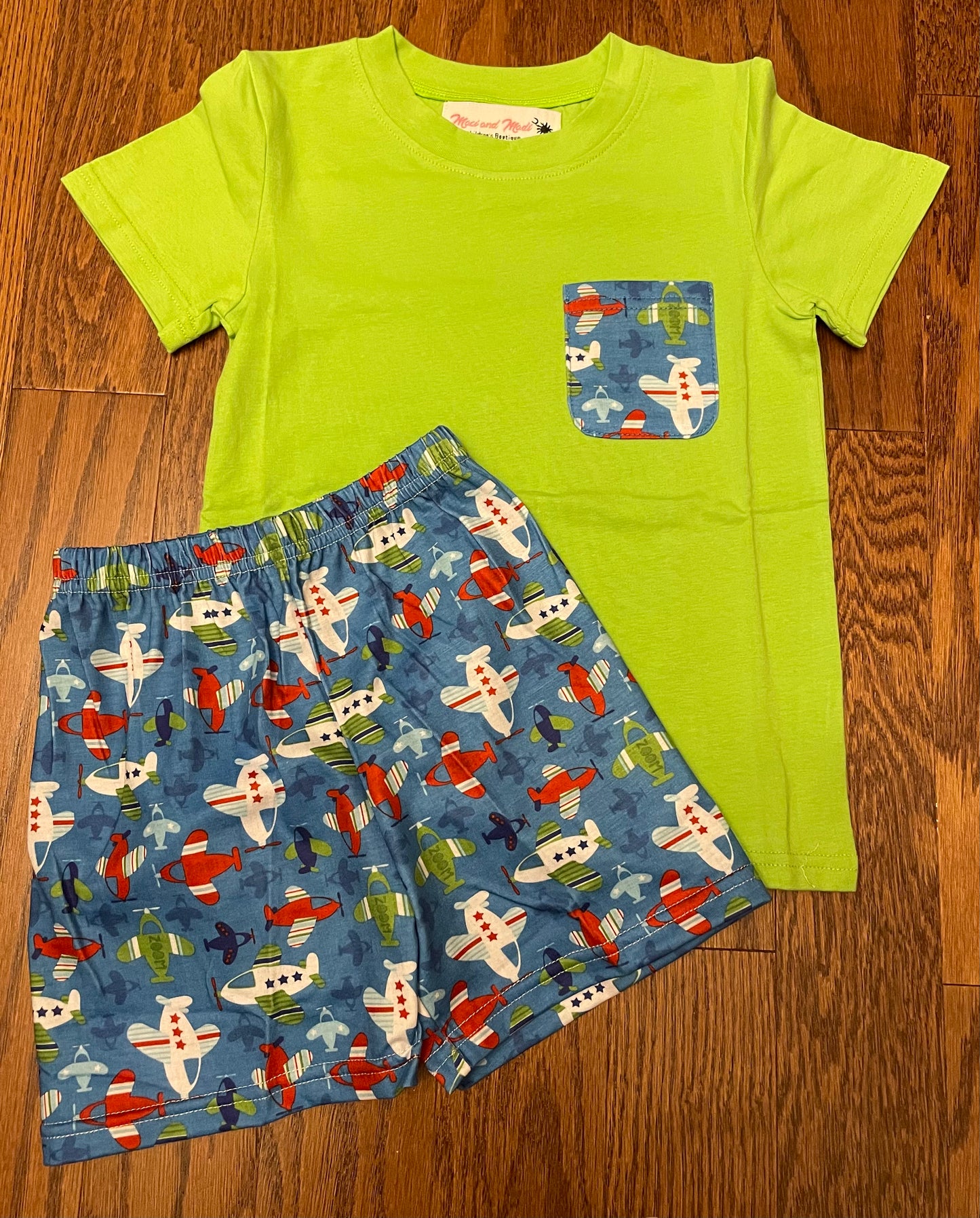 Boys Airplane pocket short set
