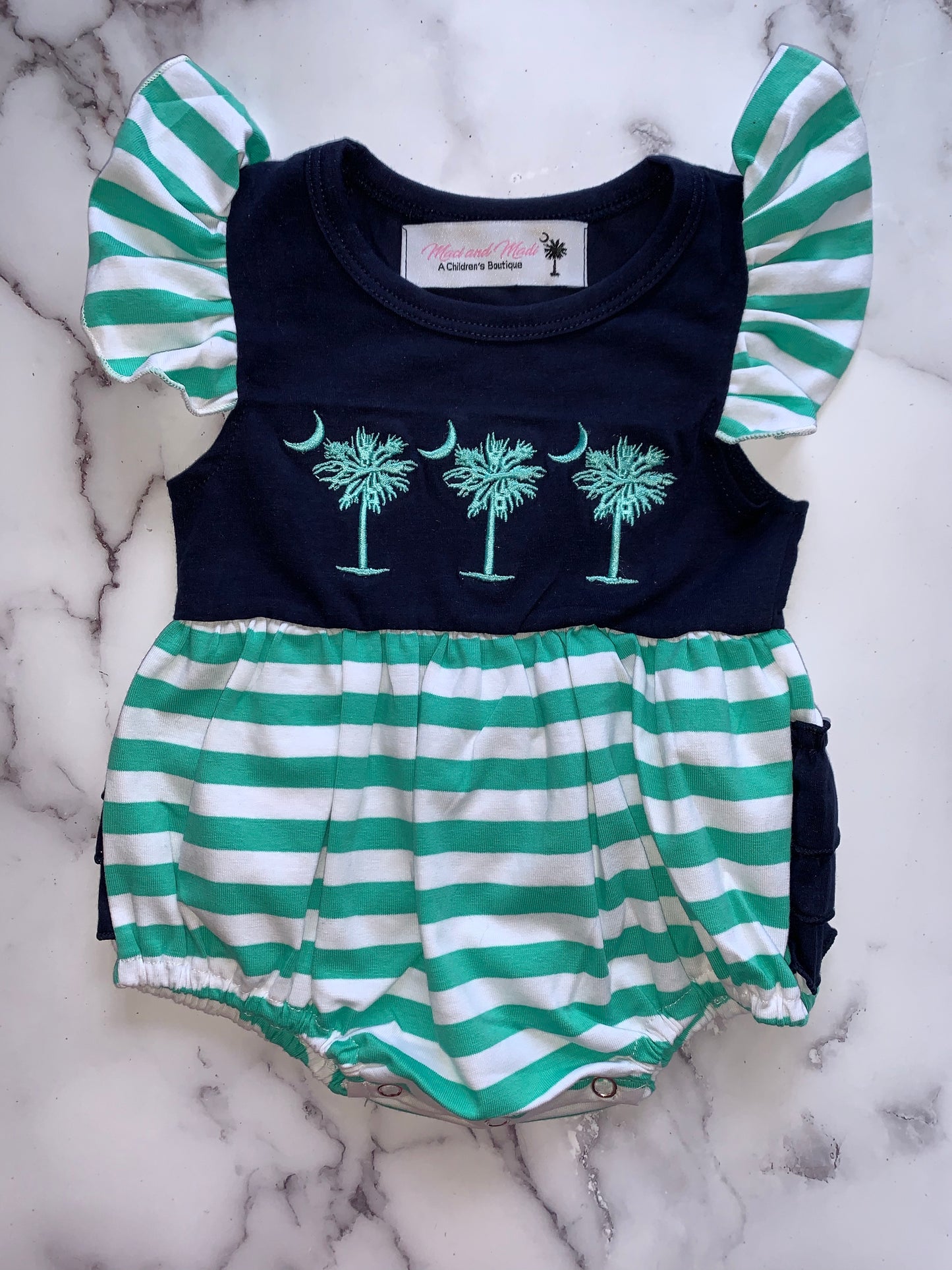 Mint Palmetto girls bubble
