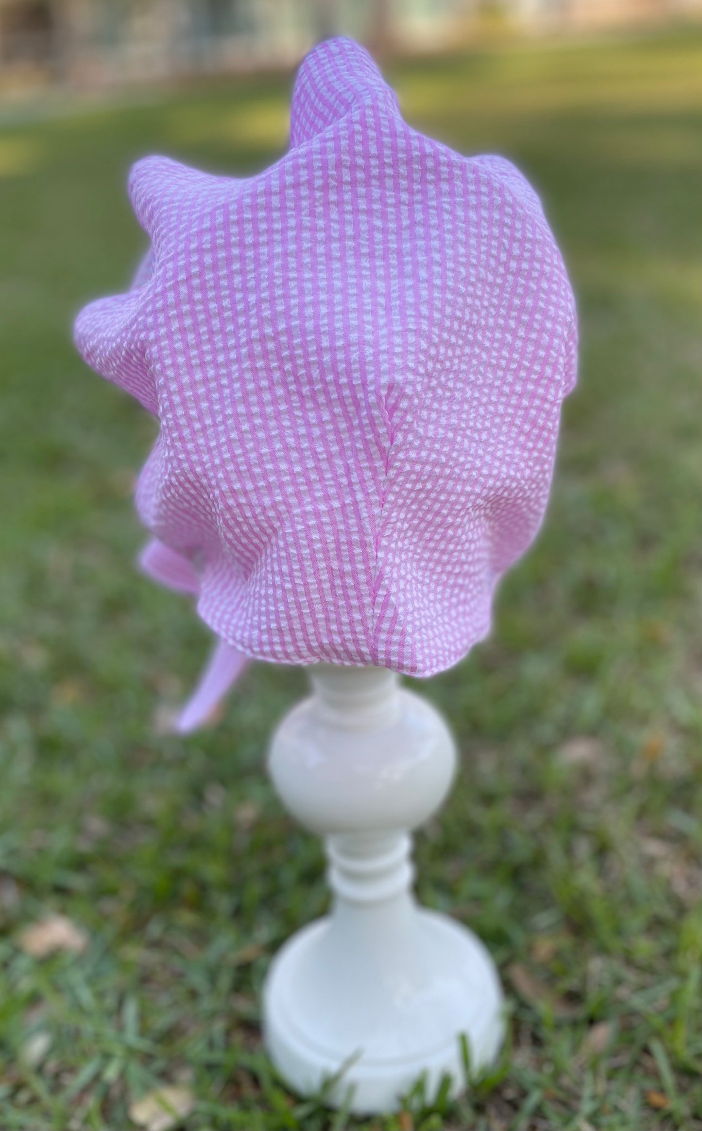 Bonnet, Pink Seersucker (One size fits most)