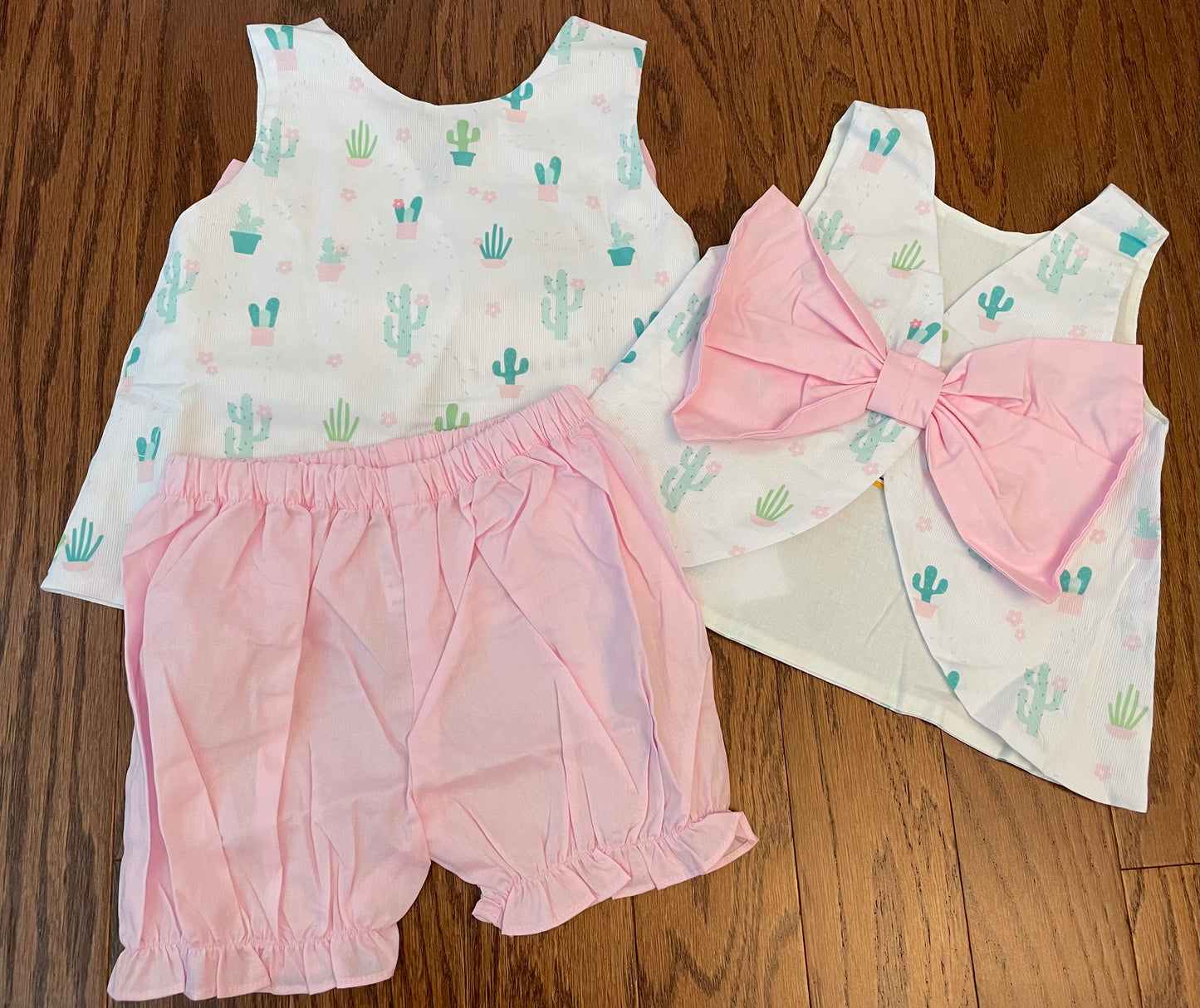 Printed Cactus girl bow back set