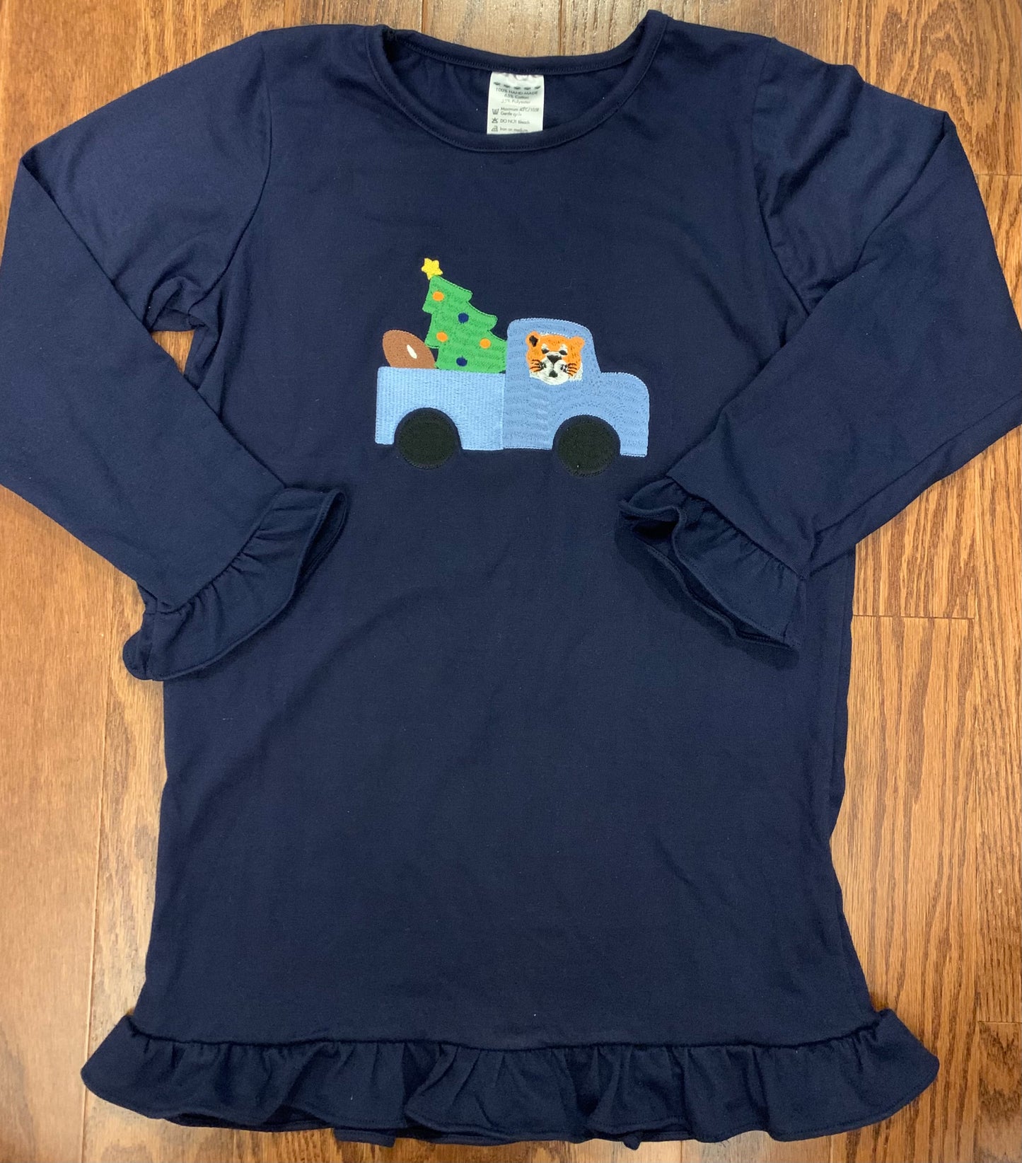 Girls Embroidered Christmas tree/football tee
