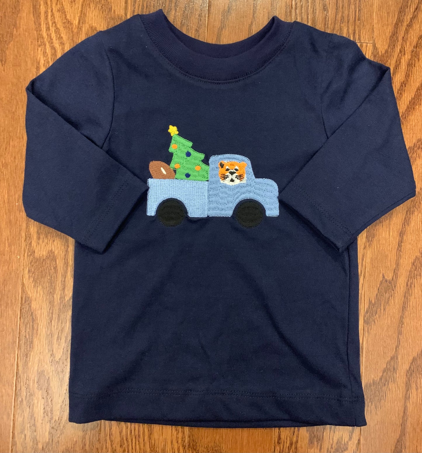 Boys embroidered Christmas tree/football long sleeves shirt