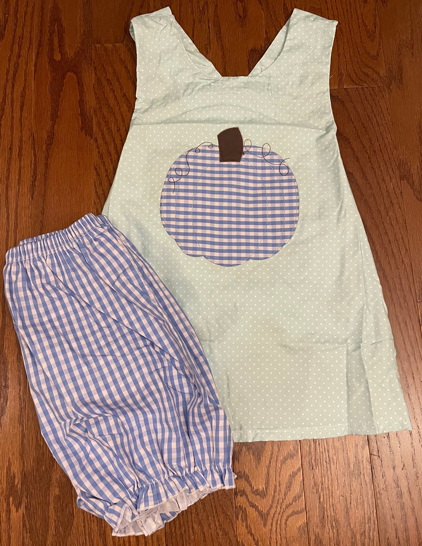 Aqua pumpkin girl bubble short set