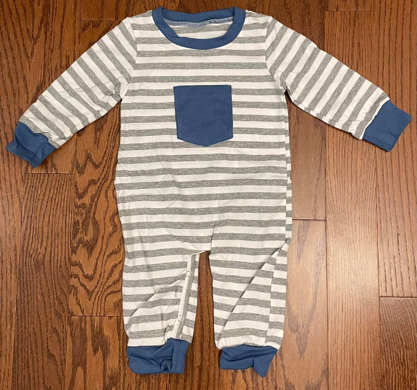 Blue monogram boys romper
