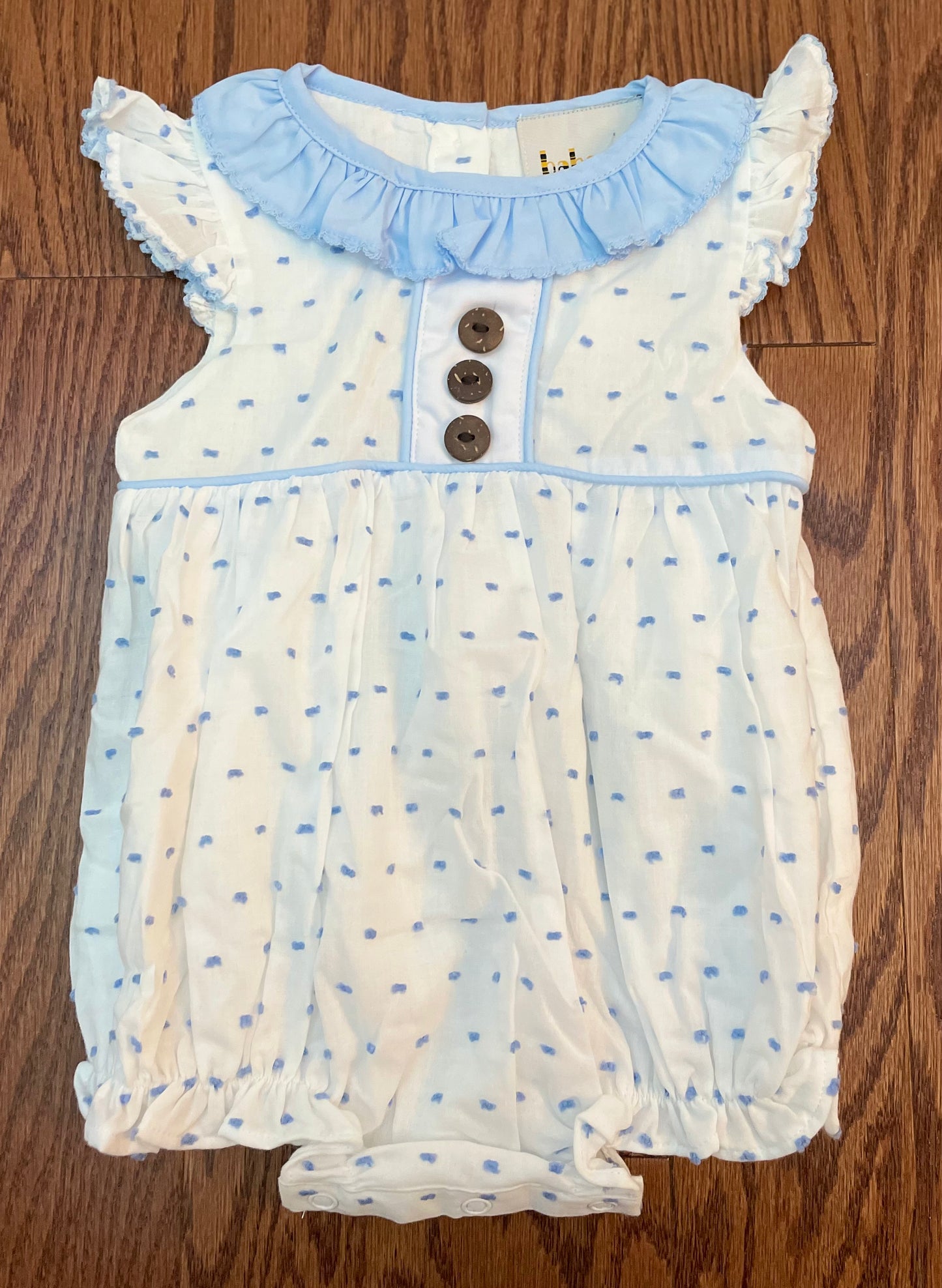 Blue Swiss Dot girls bubble