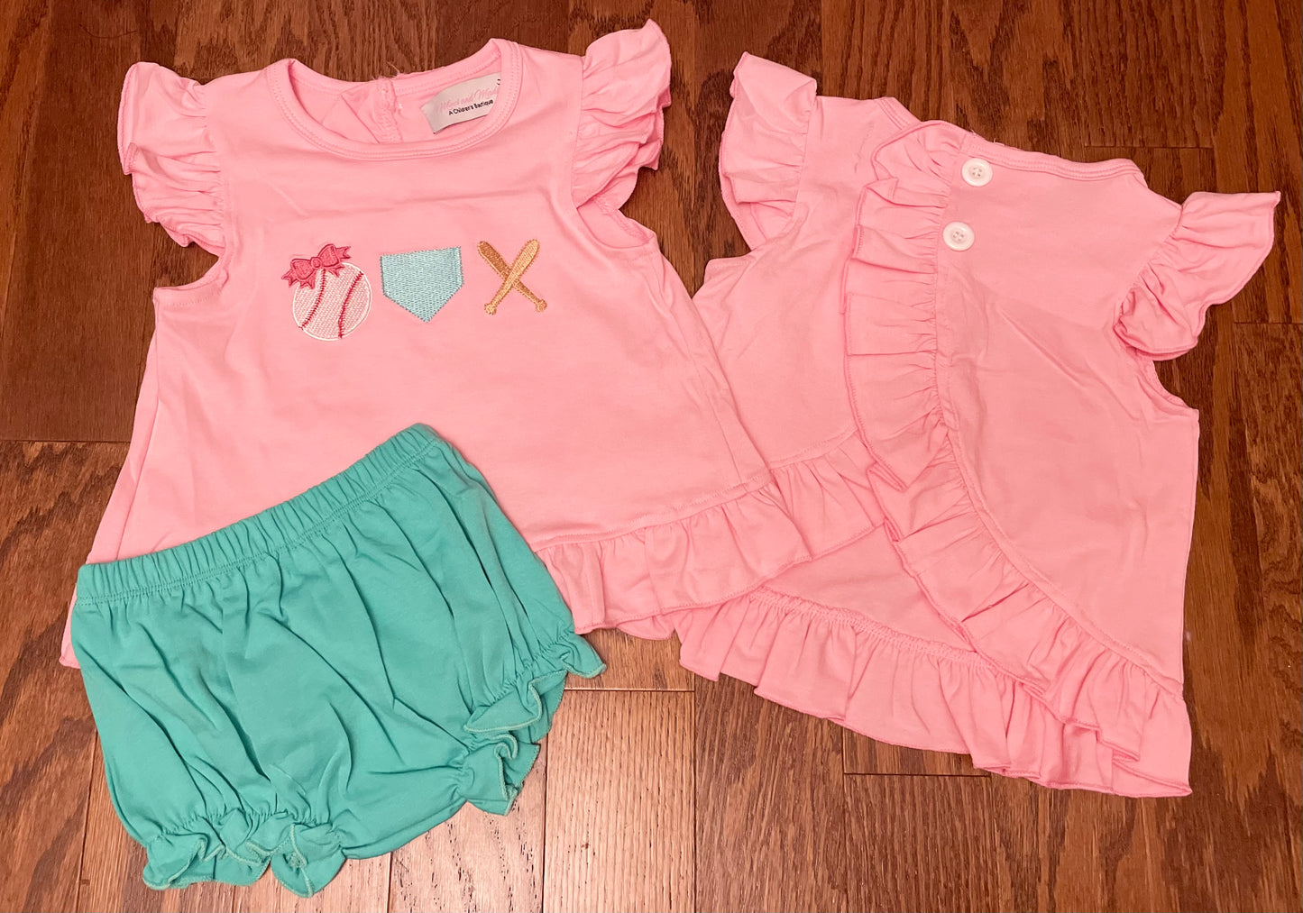 Baseball girls swing back diaper set