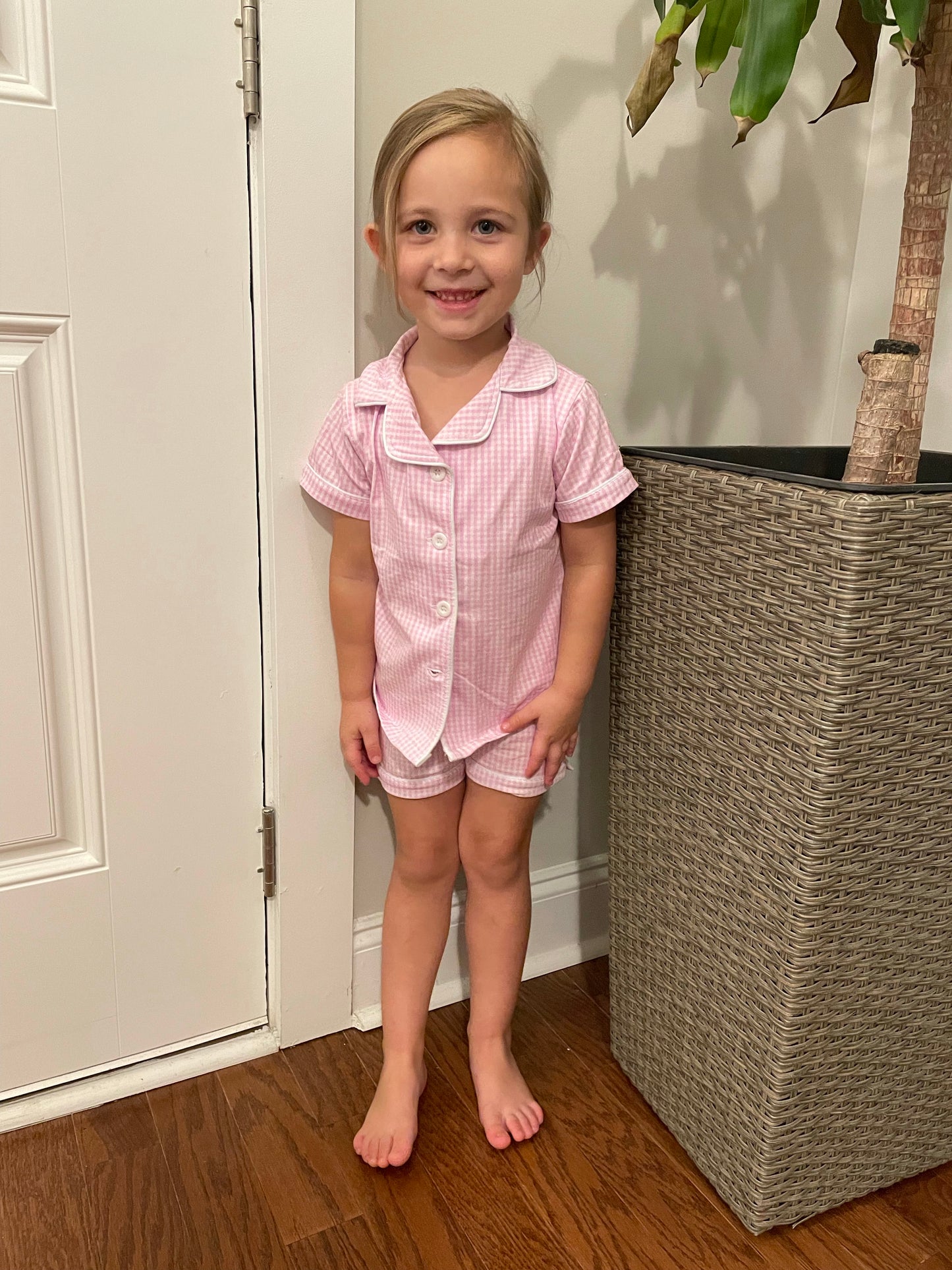 Girls two piece button up pajama sets
