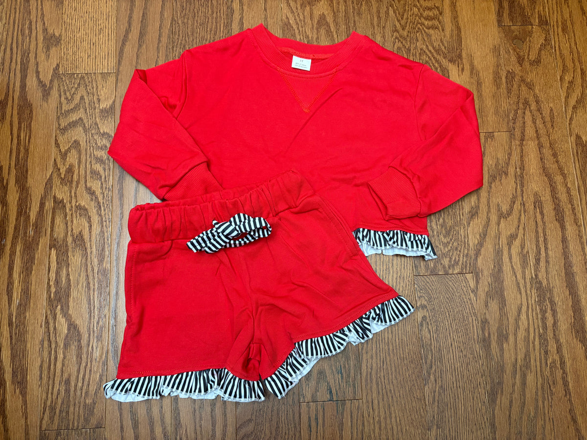 Sweet in Style Red and Black Girl Short set