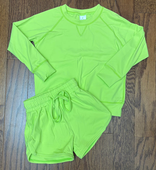Athletic Short Set, Lime Green