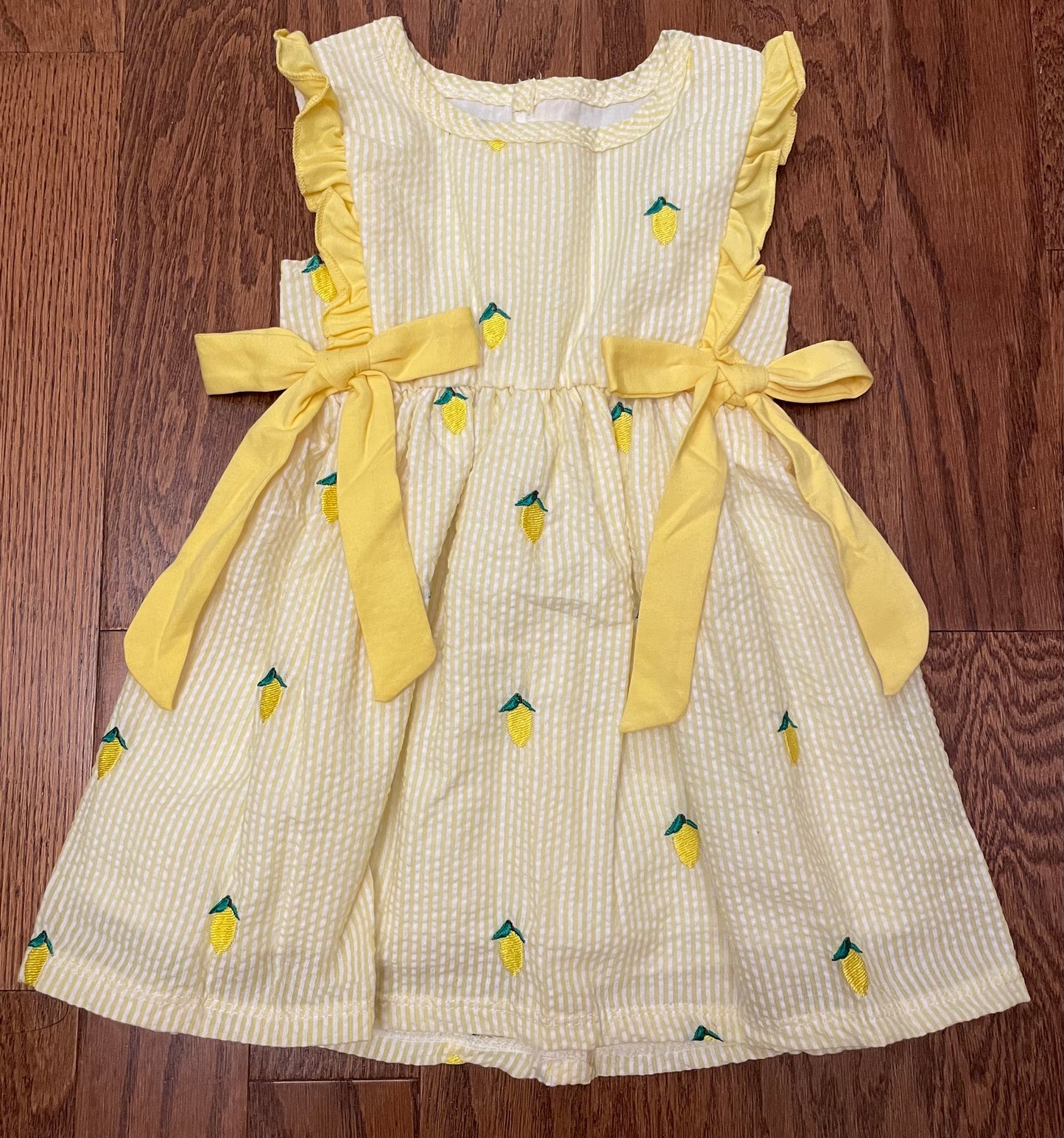 Seersucker Lemon girl dress