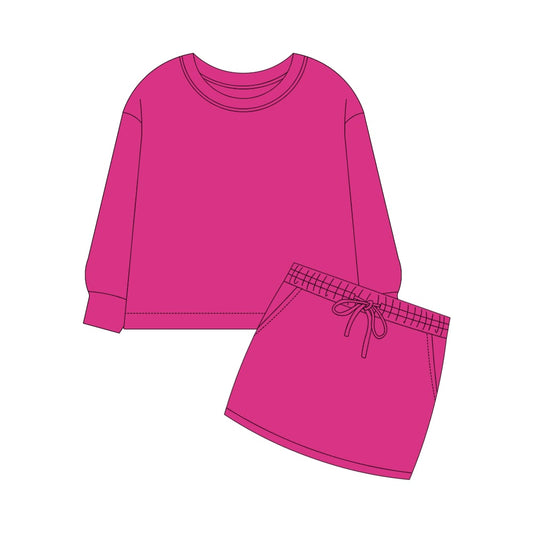 Cotton womens skort set, pink