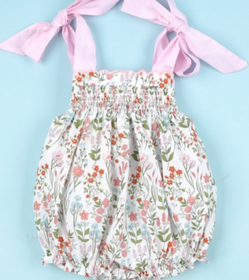 Floral with pink bows girl bubble