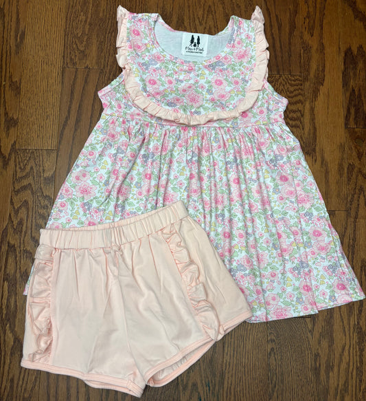 Pink Floral Girl short set
