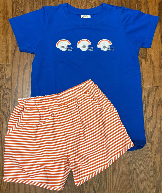 French Knot Football Helmet Boy Short set