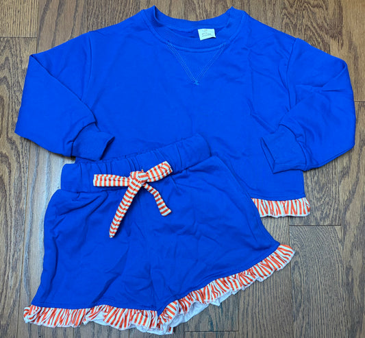 Sweet in Style Blue and Orange Girl Short set