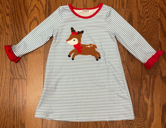 Machine French Knot Reindeer Dress