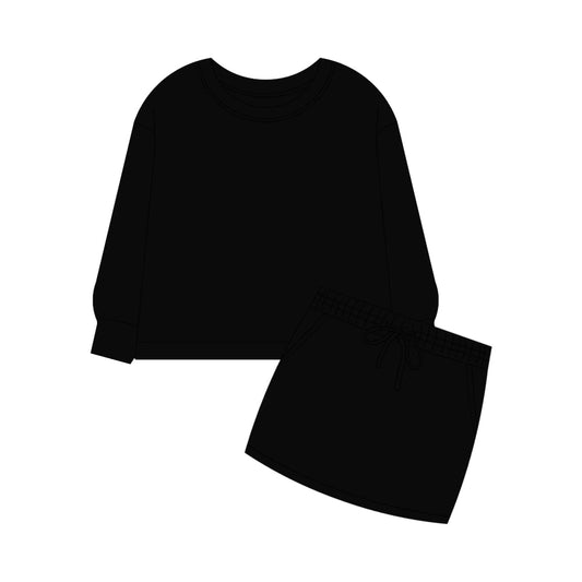 Cotton womens skort set, black