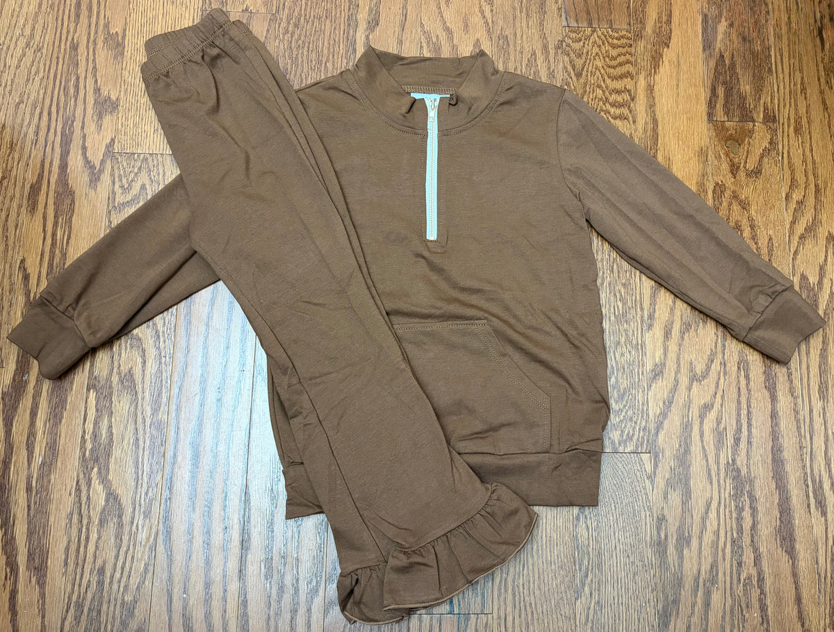 Fall Pullover Set, brown, girl pant set