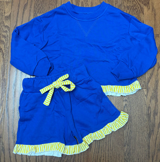 Sweet in Style Blue and Yellow Girl Short set